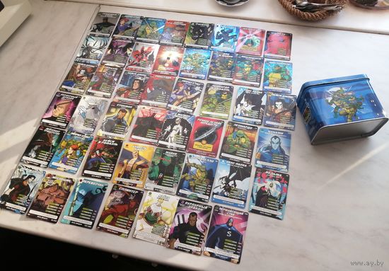 Карточки Черепашка Ниндзя 47 шт разного сохрана + коробка лотом. См описание