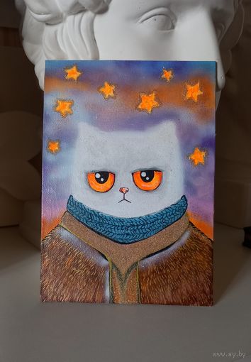 Картина Котик. На холсте, 21х15 см