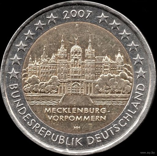 Германия 2 евро 2007 г. (F) "Мекленбург-Передняя Померания" КМ#260 (6-29)