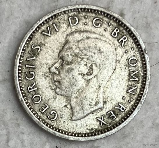 Монета Великобритания 3 пенса 1940 год. Георг VI. Серебро