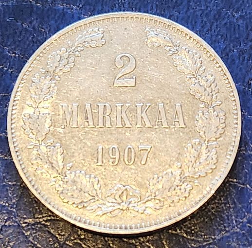 2 марки 1907 L ДЛЯ ФИНЛЯНДИИ. Российская Империя. Штемпельный блеск. Яркая .