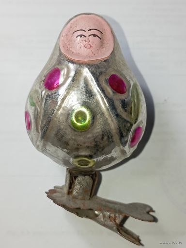 Игрушка на ёлку ,  Матрёшка , винтаж , стекло , СССР .