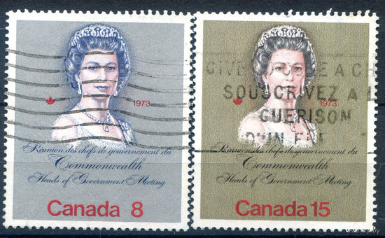 Канада - 1973г. - королева Елизавета II - 2 марки - полная серия, гашёные [Mi 529-530]. #3-WB-86-A-2