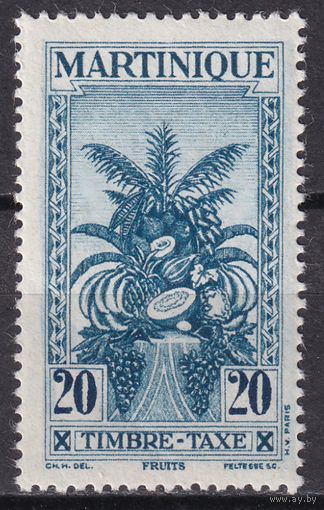 59.FrK. Франция. Колонии. Мартиника. Доплатные марки. Фрукты. 1943 г. 20C.  Mi.#24.