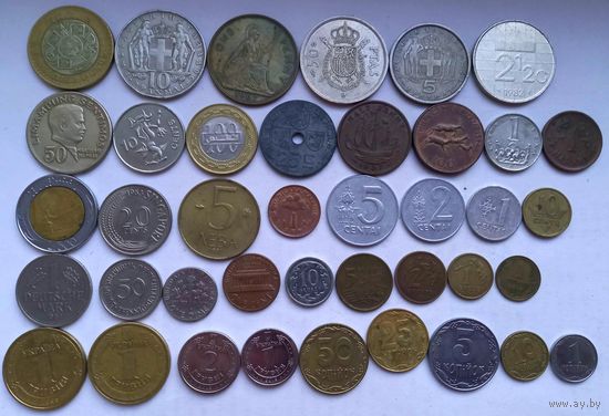 Монеты Разных стран 40 штук