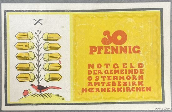 Нотгельд 30 пфеннигов 1921 год. Остерхорн. Веймарская республика