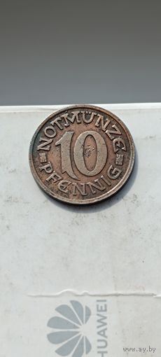 10 пфеннигов 1920 года (нотгельды) Германия Ахен. Медведь. 9