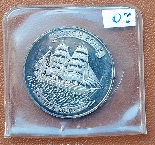 Серебро 0,999! Того 500 франков, 2000 Парусник "Горх Фок"
