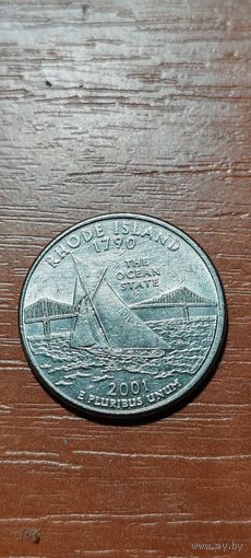США Штаты и территории 25 центов (квотер) Род-Айленд 2001