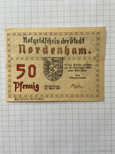 50 пфенигов (нотгельды) г. Германия.-2912