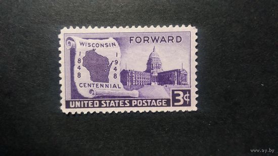 США\а95\1948  100 летие  Висконсин. карта