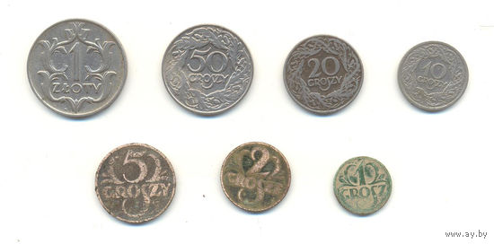 Польша комплект монет (7 шт.) 1923-1939 гг.