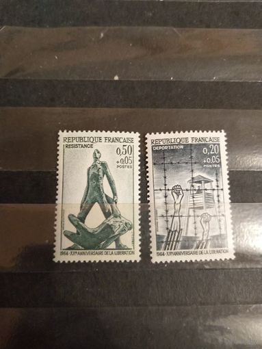 1964 Франция 20 лет освобождения полная серия MNH** война (1-9)