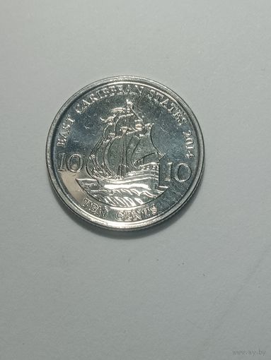Восточные Карибы 10 центов 2014 года .