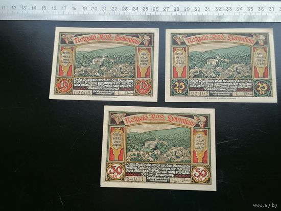 Германия-нотгельд   10 .25,50 ПФЕННИГОВ 1921 Bad Liebenstein