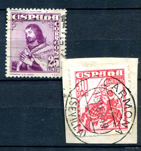 Испания (Королевство) - 1948г. - 700 лет взятию Севильи. 700 лет испанскому флоту. Известные люди - 2 марки - полная серия, гашёные [Mi 955-956]. #1-Sp-15-A-2