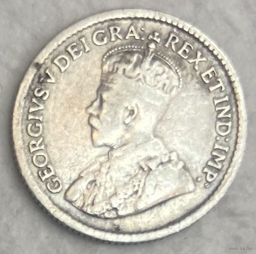 Монета Канада 5 центов 1919 год. Георг V. Серебро