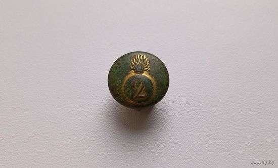 Пуговица РИА гренада 2 полк с остатками позолоты. 18 мм (погоны, эполеты). Отличная!!!