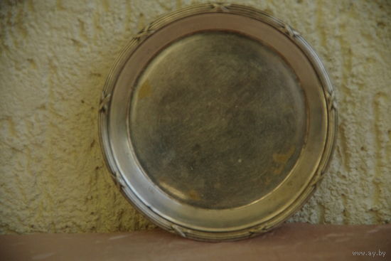 Ваза , тарелка, латунь  с серебрением   11 см