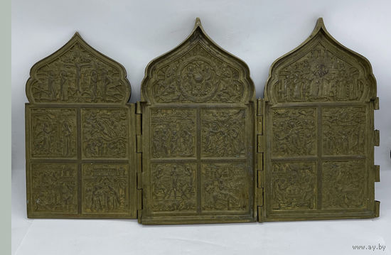 Старинный складень . Икона . конец 19-го века. Россия