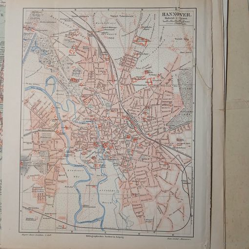 Карта. Литография Германия. Гравюра середина 19века 20x24см.
