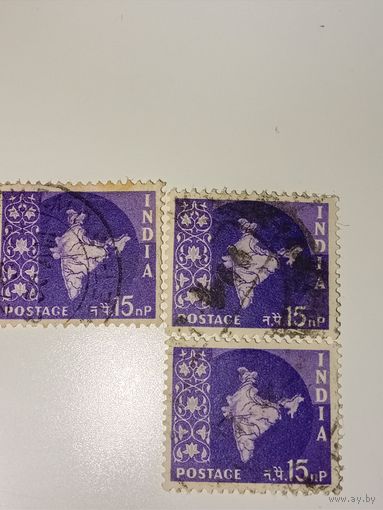 Индия 1963 с изображением карты Индии