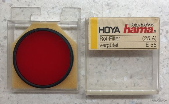 Светофильтр красный Hoya 55 мм R (25A), 4x, в футляре, Япония