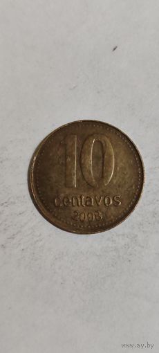 Аргентина 10 сентавос 2008