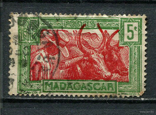 Французские колонии - Мадагаскар - 1930 - Зебу 5С - [Mi.183] - 1 марка. Гашеная.  (Лот 28HY)-TG3P47