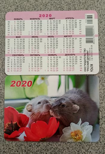 Календарик карманный две крыски 2020