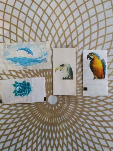 Вкладыши от жвачки, наклейки.