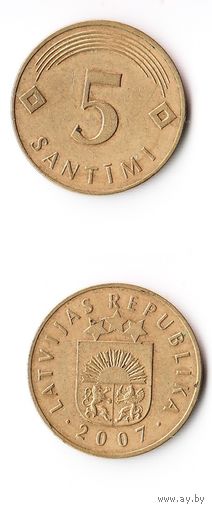 5 сантимов Латвия 2007 год