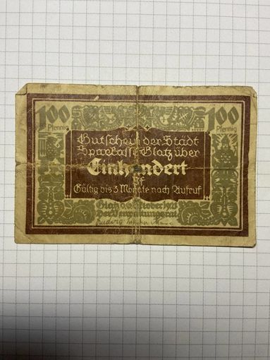 100 пфенигов (нотгельды) г. Германия.-2012