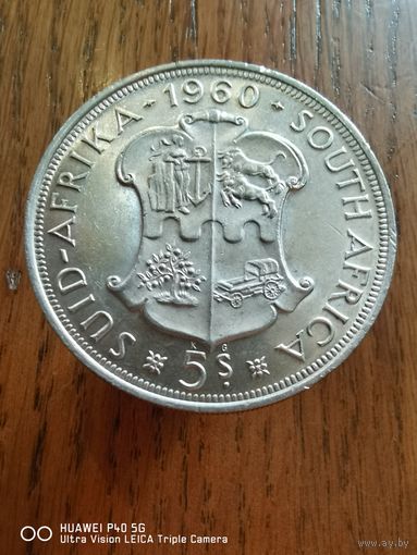 ЮАР 5 шиллингов, 1960 год 50 лет Южноафриканскому союзу Серебро 0.500 старт с 1 рулбя без мпц аукцион 3 дня