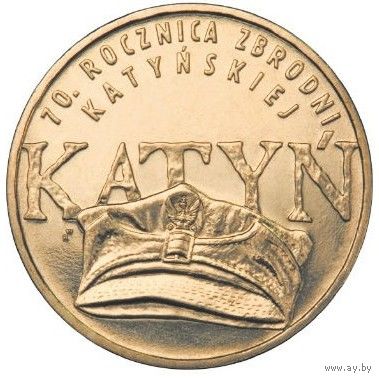 Польша 2 злотых, 2010 70 лет Катынской трагедии UNC