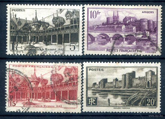 Франция - 1941/42г. - архитектура - 4 марки - полная серия, гашёные, MH [Mi 532-535]. #2-Fr-55-A-2