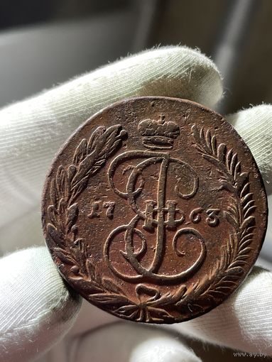 5 копеек 1763 ММ без МЦ.Тяжеловес.Кладовая.