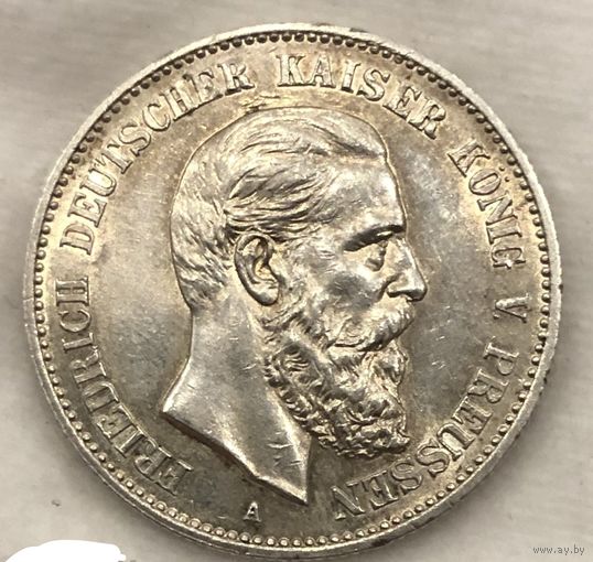Акция! Читайте описание! 2 марки 1888 Пруссия - чудесный Фридрих!