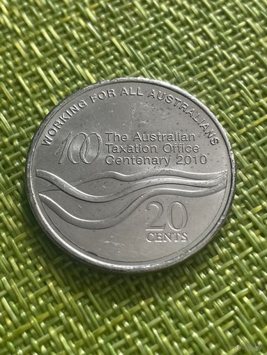 Австралия 20 центов 2010 г. 100 лет налоговому Управлению