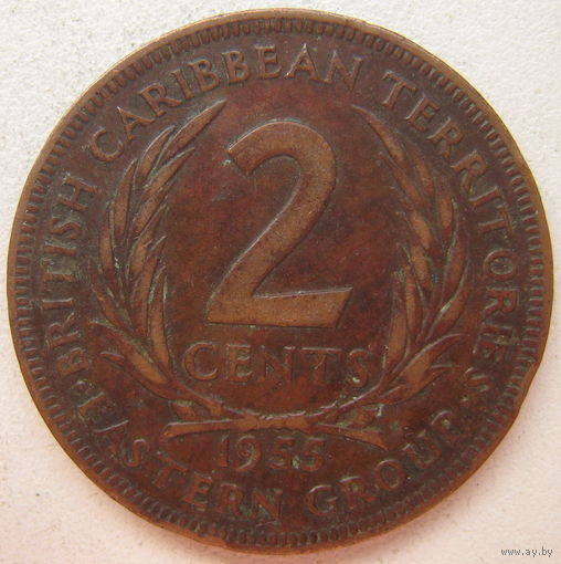 Восточные Карибы 2 цента 1955 г. Цена за 1 шт.
