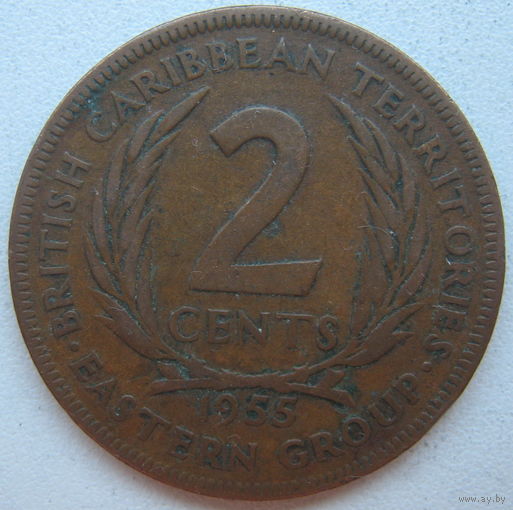 Восточные Карибы 2 цента 1955 г.