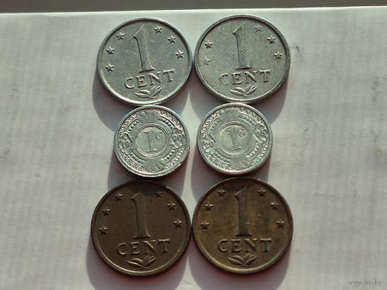 Сборный лот 1 цент Нидерландские Антильские острова. Лот состоит из 6-ти монет. Монеты не чищены. 45238
