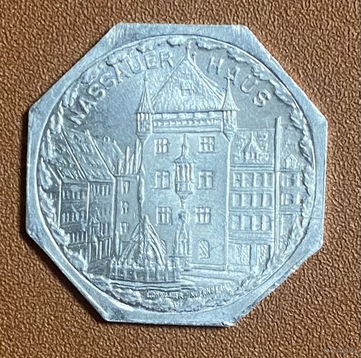 Германия Нюрнберг нотгельд 20 пфеннигов 1921 год. Нассауский дом трамвайный жетон