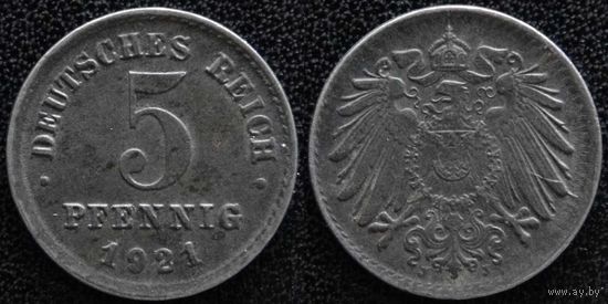YS: Германия, 5 пфеннигов 1921J, KM# 19