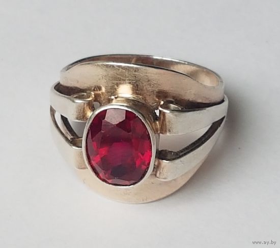 Кольцо серебро СССР,  875 проба, звезда. Вес 5 гр. Размер 17,5-18