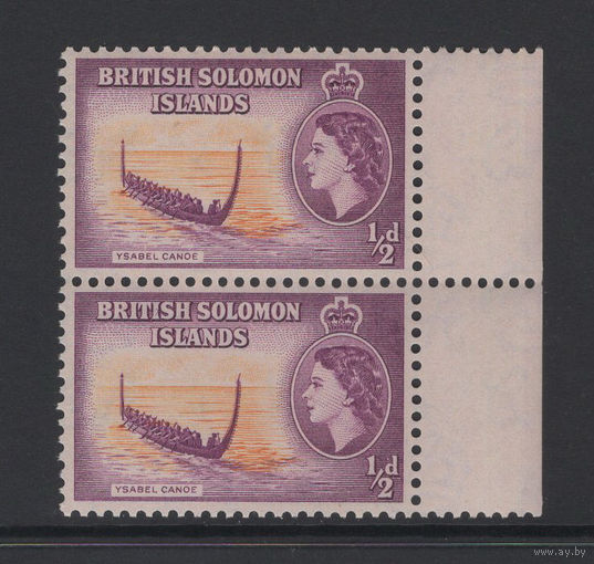 Британские Соломоновы острова /British Solomon Islands 1956** Каноэ Аборигены Елизавета II сцепка Mi#81