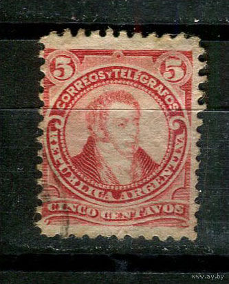 Аргентина - 1888/1891 - Бернардино Ривадавия 5С - [Mi.68] - 1 марка. Гашеная.  (Лот 4JD)-TG2P1