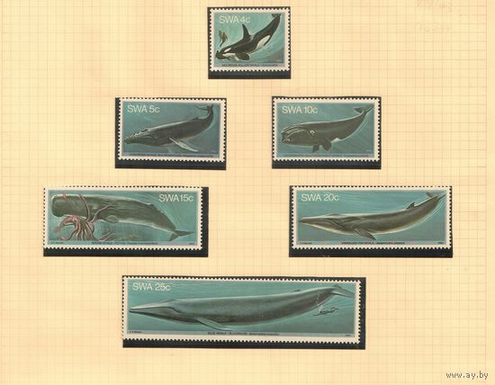 Юго-Западная Африка-1980(Мих.466-471) , ** ,  Морская фауна, Киты ,(полная серия)