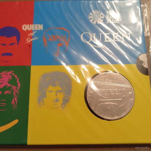 Великобритания 5 фунтов 2020. Легенды музыки. Queen(1). В буклете