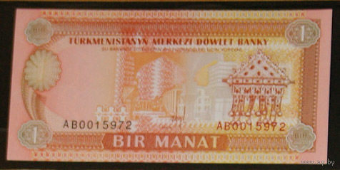 Туркменистан 1 манат 1993 UNC